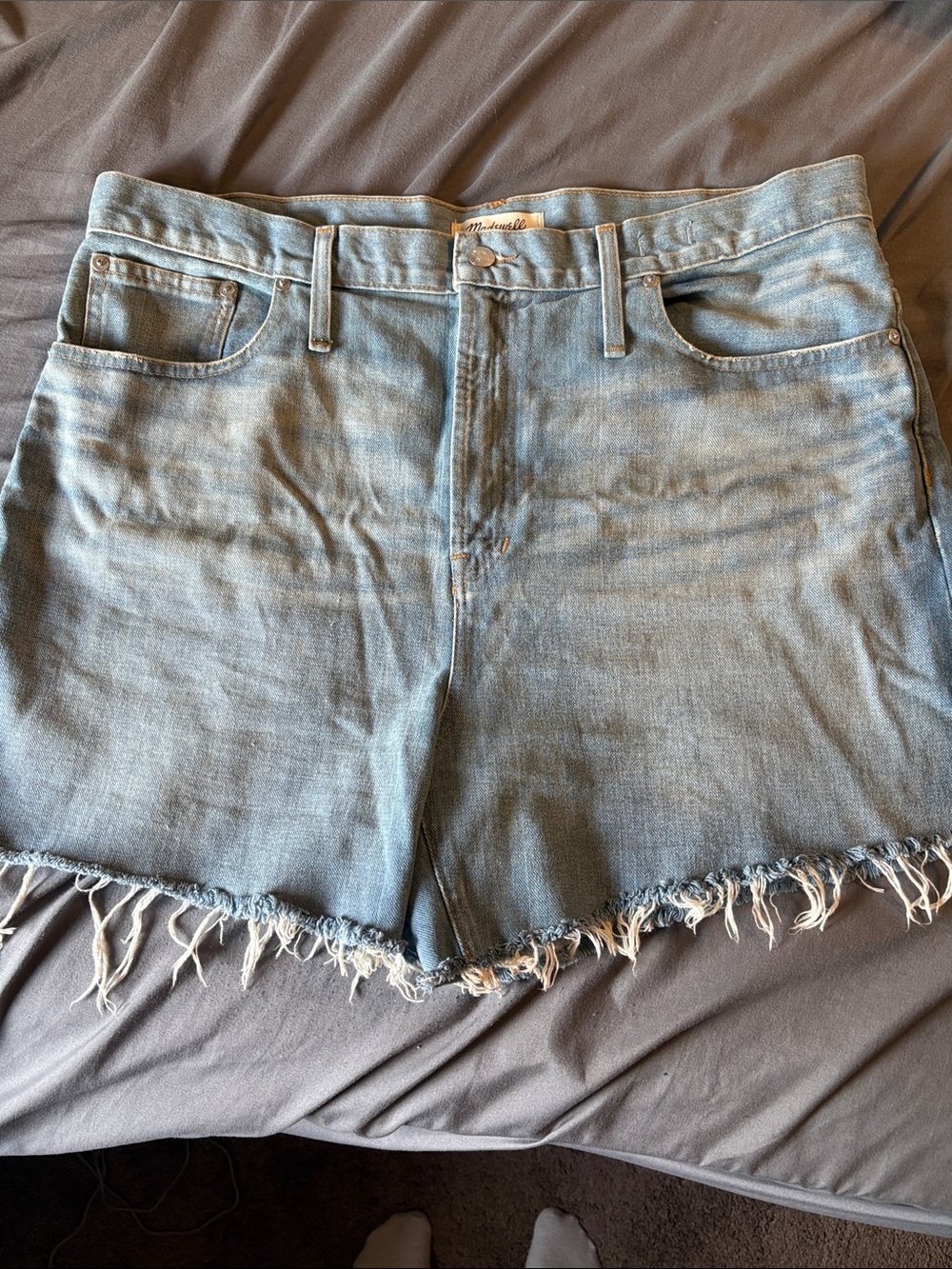 Madewell Light Blue High-Rise Denim Shorts